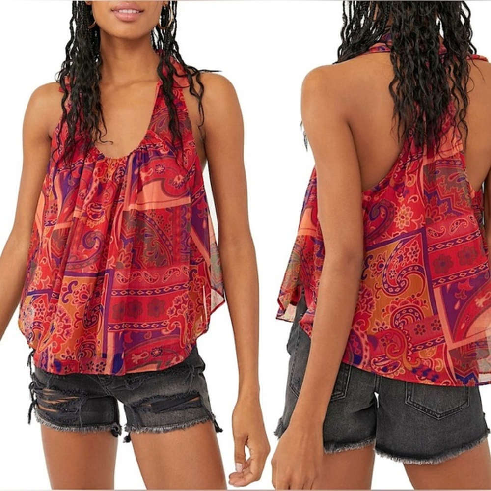 FREE PEOPLE Strawberry‎ Print Sleeveless Top